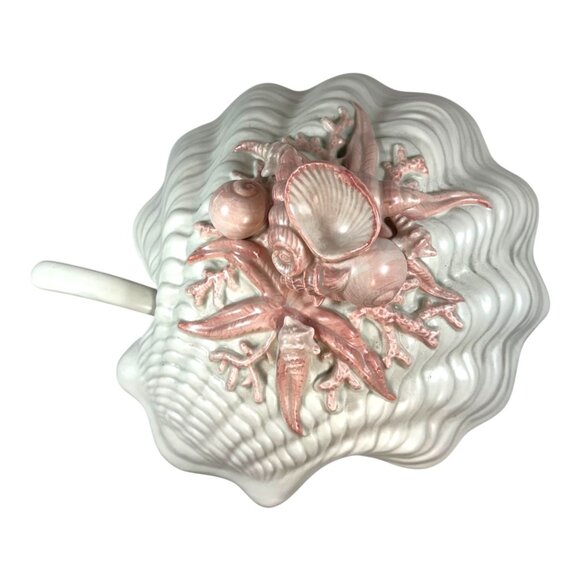 Fitz And Floyd 1981 Clamshell Shell Shaped Soup Chowder Tureen Lid & Ladle READ - Picture 2 of 13